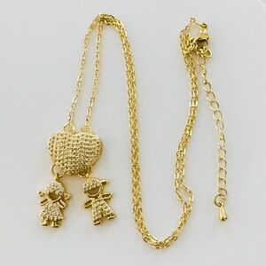 My Girl and Boy Heart Women's Necklace. 14K Gold Plated. New